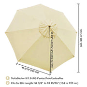 TheLAShop 9ft 8-Rib Patio Market Umbrella Replacement Canopy, Beige Image