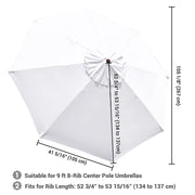 TheLAShop 9ft 8-Rib Patio Market Umbrella Replacement Canopy, White Image