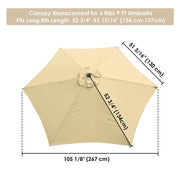 TheLAShop 9 ft 6-Rib Patio Umbrella Replacement Canopy Color Opt, Beige Image