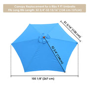 TheLAShop 9 ft 6-Rib Patio Umbrella Replacement Canopy Color Opt, Blue Image