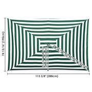 TheLAShop Rectangular Umbrella Canopy Replacement 10'x6.5' 6 Ribs, Green White Image