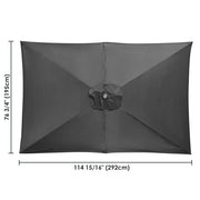 TheLAShop Rectangular Umbrella Canopy Replacement 10'x6.5' 6 Ribs, Black Image