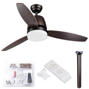 TheLAShop 52" Ceiling Fan with Lights Bronze 3 Blades Remote Control Image