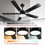 TheLAShop 52" Ceiling Fan with Lights Black 5-Blade Remote Control Image