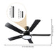 TheLAShop 52" Ceiling Fan with Lights Black 5-Blade Remote Control Image