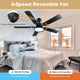 TheLAShop 52" Ceiling Fan with Lights Black 5-Blade Remote Control Image