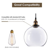 TheLAShop Clear Globe Glass Ball Pendant Light Ceiling Lamp 9 4/5" Image