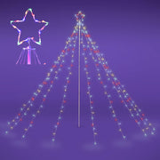 TheLAShop Christmas Tree Light with Pole & Star 9 Strings, 12ft RGBY Image