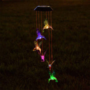 TheLAShop Hummingbird Solar Powered LED Light Wind Chime Image