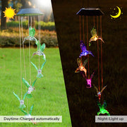 TheLAShop Hummingbird Solar Powered LED Light Wind Chime Image