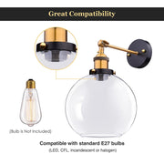 TheLAShop 8" Glass Globe Shade Wall Sconce Light, Clear Image