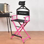 TheLAShop 28" Artist Makeup Chair Tall Directors Chair Adjust Headrest, Pink Image