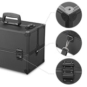 TheLAShop Portable Makeup Train Case w/ Locks Dividers Aluminum 14x8x10" Image