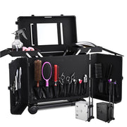 TheLAShop Aluminum Rolling Barber Case Hair Stylist Case w/ Handle Mirror Image