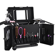 TheLAShop Aluminum Rolling Barber Case Hair Stylist Case w/ Handle Mirror, Black Image