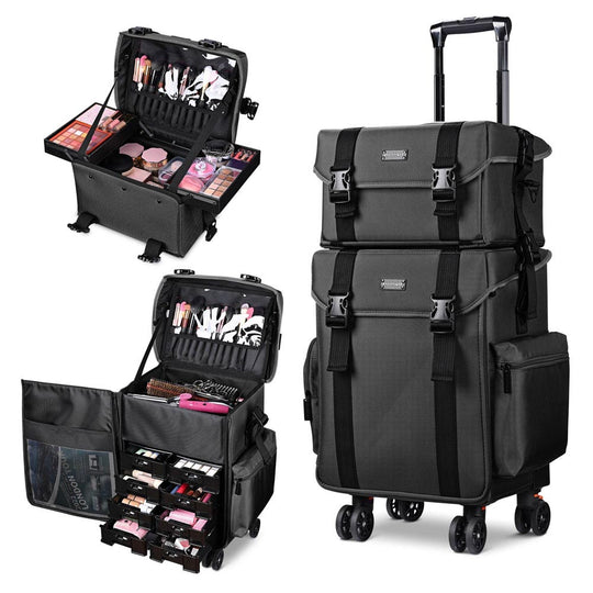 TheLAShop 2in1 Nylon Pro Rolling Makeup Case with Drawers(8)