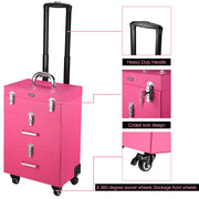 TheLAShop Rolling Makeup Case Nail Artist Case with Drawers Pink Image