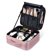 TheLAShop 10in Makeup Case with Compartments Brush Holder, Baby Pink Image