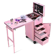 TheLAShop Rolling Makeup Station Hair Nail Workstation Drawers, Unicorn Pink Image