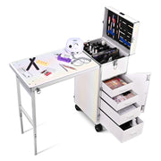 TheLAShop Rolling Makeup Station Hair Nail Workstation Drawers, Unicorn White Image