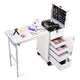 TheLAShop Rolling Makeup Station Hair Nail Workstation Drawers, Unicorn White Image