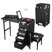 TheLAShop Rolling Makeup Station Hair Nail Workstation Drawers, Stool Design Image