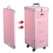 TheLAShop Rolling Makeup Station with Slide Drawers Detachable Pink Image