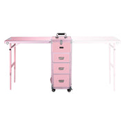 TheLAShop Rolling Makeup Station with Slide Drawers Detachable Pink Image