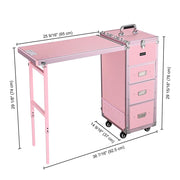 TheLAShop Rolling Makeup Station with Slide Drawers Detachable Pink Image