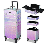 TheLAShop Pro 4in1 Rolling Makeup Case Cosmetic Trolley w/ Key Lock, Softening Purple Image