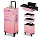 TheLAShop Pro 4in1 Rolling Makeup Case Cosmetic Trolley w/ Key Lock, Softening Pink Image