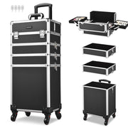 TheLAShop Pro 4in1 Rolling Makeup Case Cosmetic Trolley w/ Key Lock, Black Image