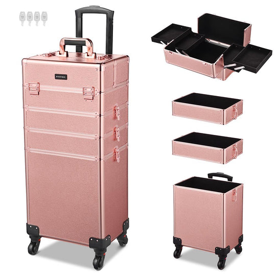 TheLAShop Pro 4in1 Rolling Makeup Case Cosmetic Trolley w/ Key Lock