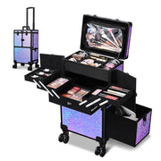 TheLAShop Rolling Makeup Case with Drawers Compartments Mermaid Purple Image