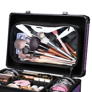 TheLAShop Rolling Makeup Case with Drawers Compartments Mermaid Purple Image