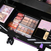 TheLAShop Rolling Makeup Case with Drawers Compartments Mermaid Purple Image