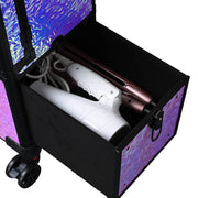 TheLAShop Rolling Makeup Case with Drawers Compartments Mermaid Purple Image