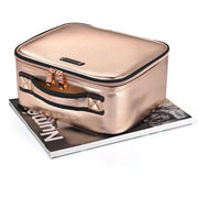 TheLAShop 10in Makeup Case with Mirror Compartments Gold Image