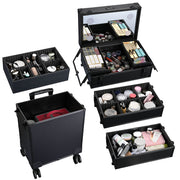 TheLAShop Rolling Makeup Case with Lighted Mirror Tact Switch 4 in 1 Image