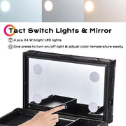 TheLAShop Rolling Makeup Case with Lighted Mirror Tact Switch 4 in 1 Image