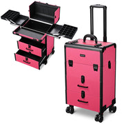 TheLAShop Rolling Makeup Case with Drawers, Barbie Pink Image