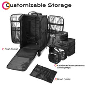 TheLAShop Rolling Makeup Case with Compartments Foldable Removable Trolley Image