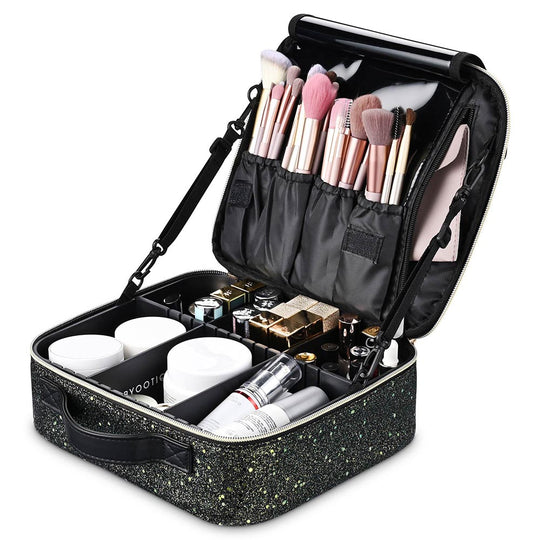 TheLAShop Glitter Makeup Case Brush Organizer with Lid & Dividers