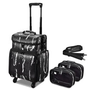 TheLAShop Rolling Makeup Hair Stylist Travel Case 2-Tier 15x12x24 in, Black Image