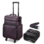 TheLAShop Rolling Makeup Hair Stylist Travel Case 2-Tier 15x12x24 in, Purple Image