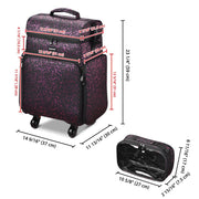 TheLAShop Rolling Makeup Hair Stylist Travel Case 2-Tier 15x12x24 in Image