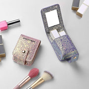 TheLAShop Glitter Lipstick Bag with Mirror for Double Lipsticks & Airpods Image