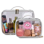 TheLAShop Glitter Clear Makeup Bag Set(2x) Waterproof, Silver Image