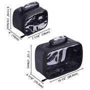 TheLAShop Cosmetic Makeup Bag Set Travel Storage Bags 2-Pack Clear/Black Image