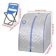 TheLAShop Portable Sauna Tent Steam SPA w/ Chair Remote Silver 2L Image